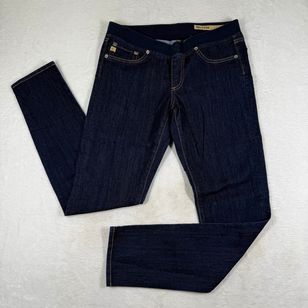 Big Star Size 30 Skinny Jeans Dark Wash Elastic Waist Pull On Indigo Denim